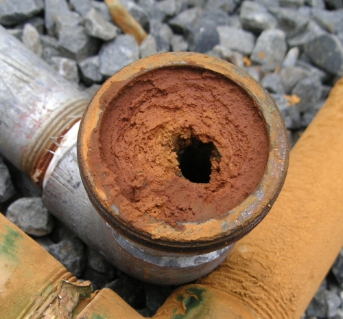 Piping blocked by iron or manganese